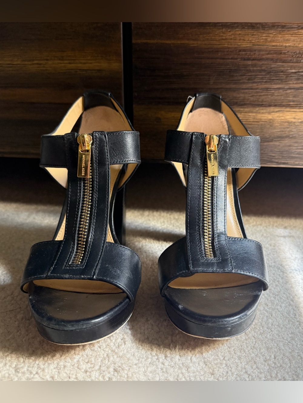 Michael Kors Black Leather Platform Heels - Women’s Size 7